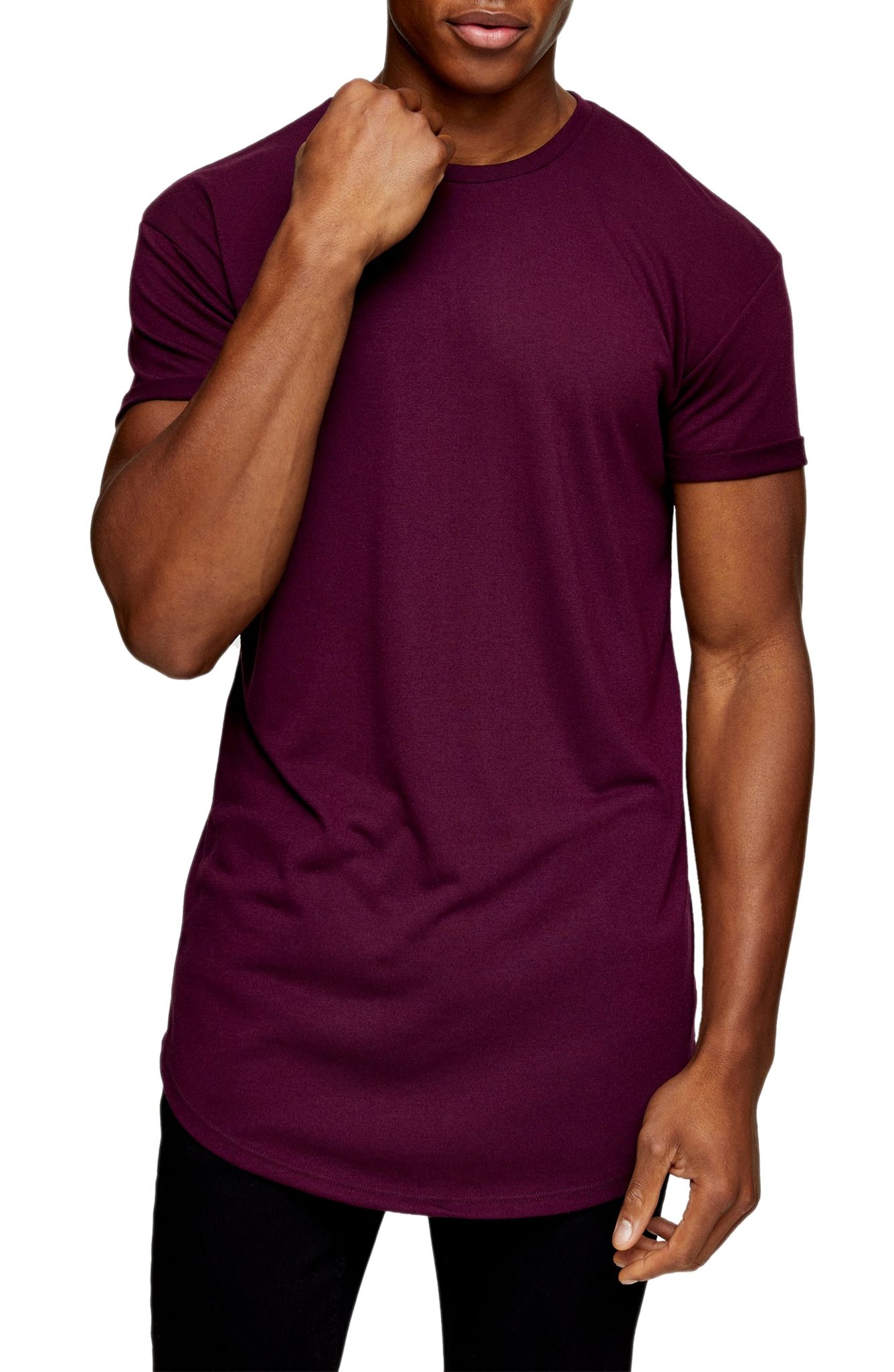 mens curved hem tshirt