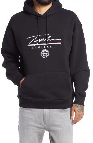 Men's Topman Signature Globe Logo Graphic Hoodie Sweatshirt, Size Large - Black Men's Topman Signature Globe Logo Graphic Hoodie Sweatshirt, Size Large - Black