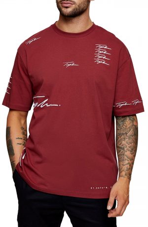 Men's Topman Signature Graphic Tee, Size Large - Burgundy Men's Topman Signature Graphic Tee, Size Large - Burgundy