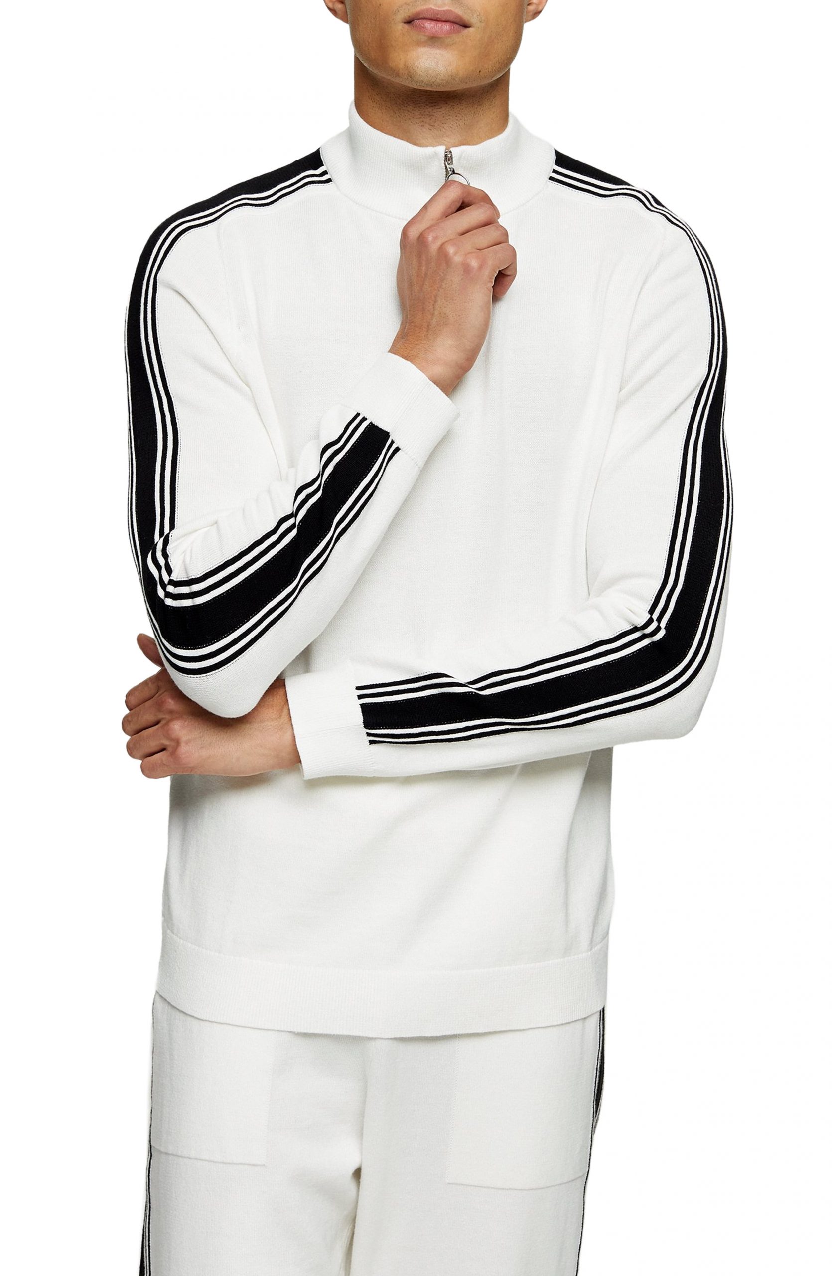 quarter zip mock neck sweater