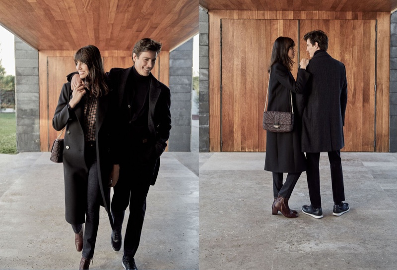 Embracing sleek black looks from Pedro del Hierro, Davinia Pelegri and Oriol Elcacho star in a holiday story.