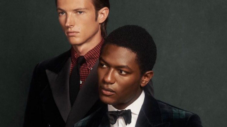 Models Abel van Oeveren and Hamid Onifade sport dashing dinner jackets from POLO Ralph Lauren.