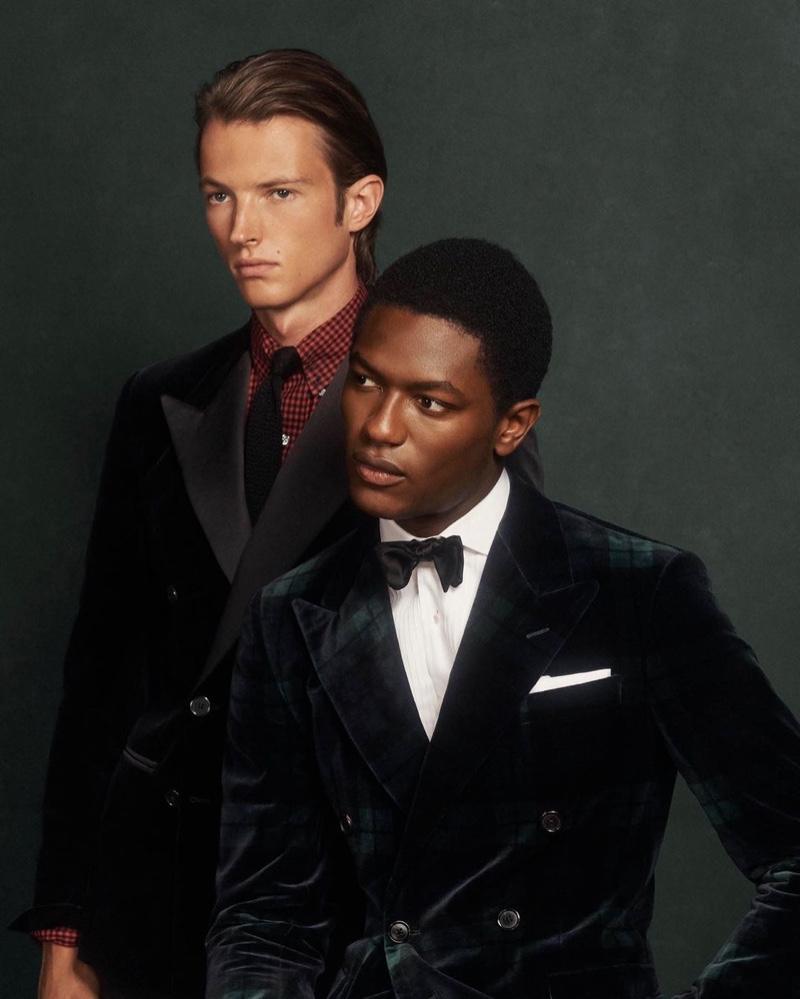 Models Abel van Oeveren and Hamid Onifade sport dashing dinner jackets from POLO Ralph Lauren.