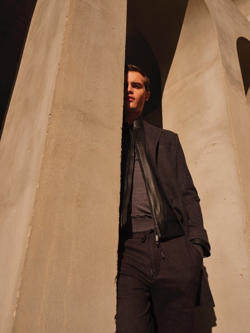 Massimo Dutti enlists Parker van Noord to star in a new men's fashion editorial.
