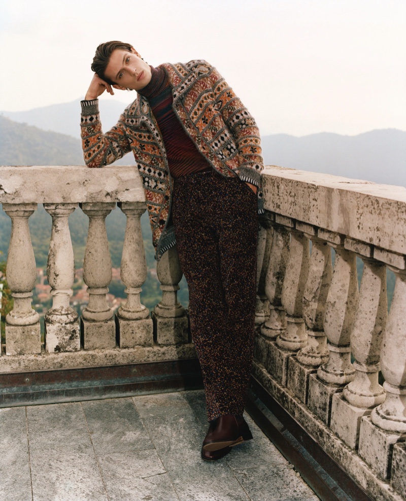 Edoardo Sebastianelli fronts Missoni's fall-winter 2020 men's campaign.