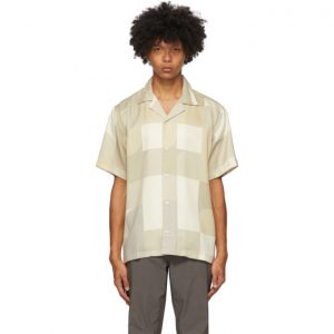 Saturdays NYC Beige and Off-White Geoblock Canty Shirt Saturdays NYC Beige and Off-White Geoblock Canty Shirt