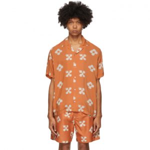 Saturdays NYC Orange Floral Canty Ikat Shirt Saturdays NYC Orange Floral Canty Ikat Shirt