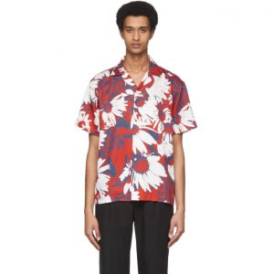Saturdays NYC Red and Blue Lyocell Canty Daisy Shirt Saturdays NYC Red and Blue Lyocell Canty Daisy Shirt