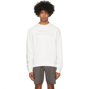 Saturdays NYC White Bowery Miller Crewneck Sweatshirt Saturdays NYC White Bowery Miller Crewneck Sweatshirt
