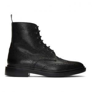 Thom Browne Black Classic Wingtip Boots Thom Browne Black Classic Wingtip Boots
