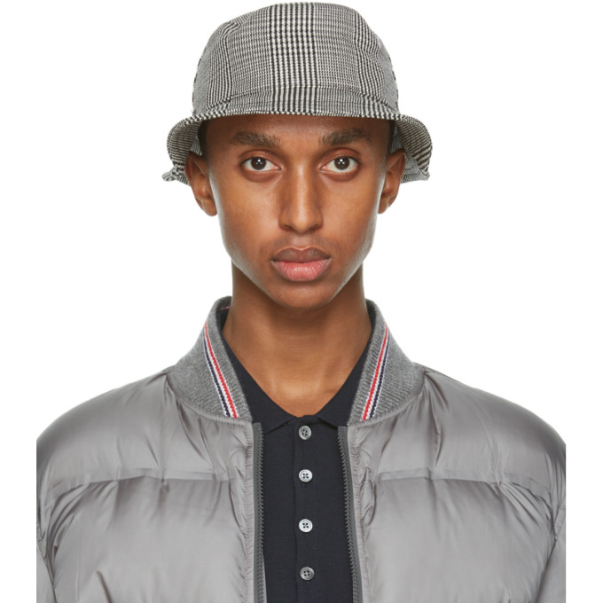 Thom Browne Black and White Check Bucket Hat | The Fashionisto