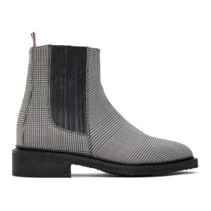 Thom Browne Black and White Houndstooth Chelsea Boots Thom Browne Black and White Houndstooth Chelsea Boots
