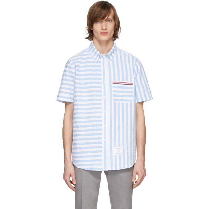 Thom Browne Blue and White University Stripe Shirt | The Fashionisto