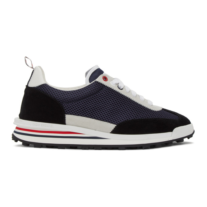 Thom Browne Navy Tech Runner Sneakers | The Fashionisto