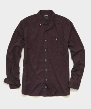 Brushed Cotton Cashmere Twill Shirt in Burgundy Brushed Cotton Cashmere Twill Shirt in Burgundy