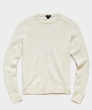 Brushed Italian Mohair Wool Sweater in Ivory Brushed Italian Mohair Wool Sweater in Ivory