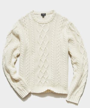 Cable Fisherman's Sweater in Off White Cable Fisherman's Sweater in Off White