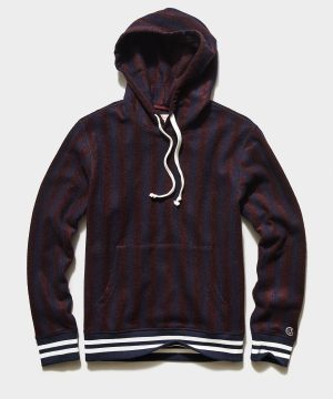 Champion Wool Burgundy Vertical Striped Hoodie Champion Wool Burgundy Vertical Striped Hoodie