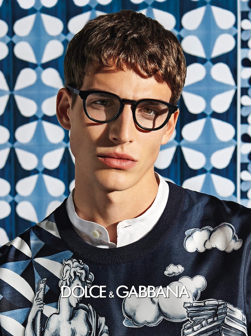 Amerigo Valenti stars in Dolce & Gabbana's spring-summer 2021 men's eyewear campaign.