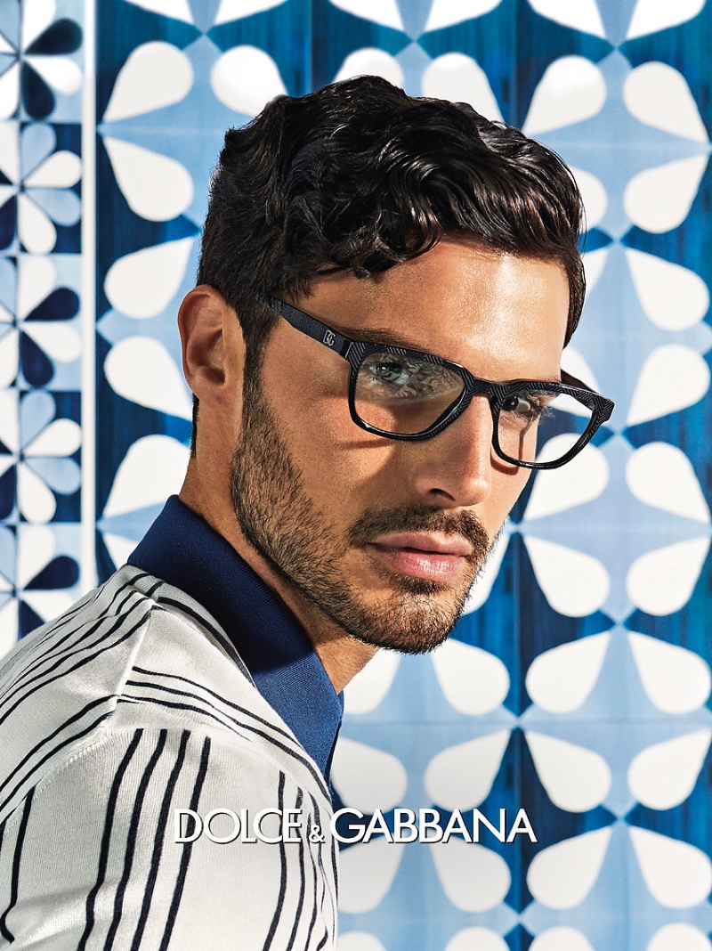 Alessio Petrazzuoli appears in Dolce & Gabbana's spring-summer 2021 men's eyewear campaign.