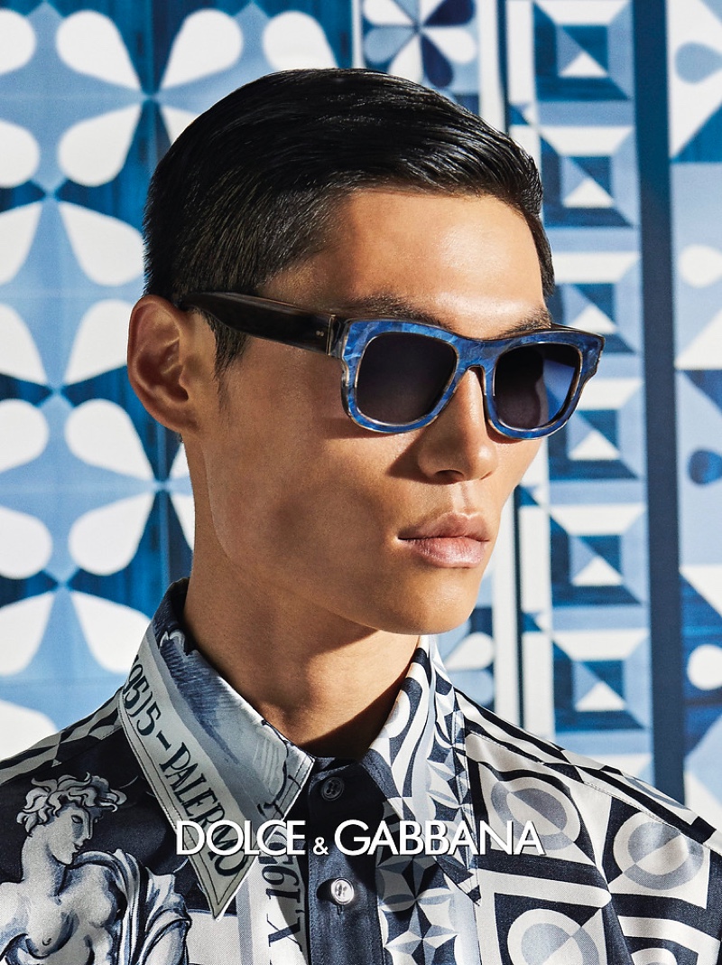 Jean Chang is a modern vision for Dolce & Gabbana's spring-summer 2021 men's eyewear campaign.