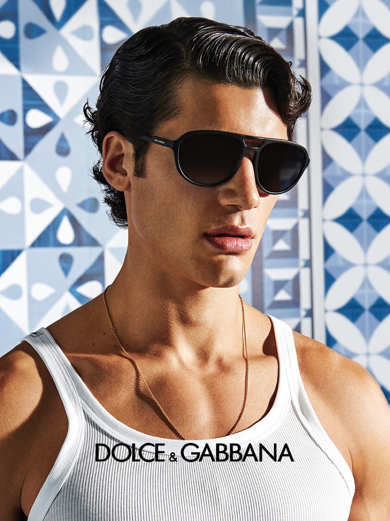 Davide Lenoci fronts Dolce & Gabbana's spring-summer 2021 men's eyewear campaign.