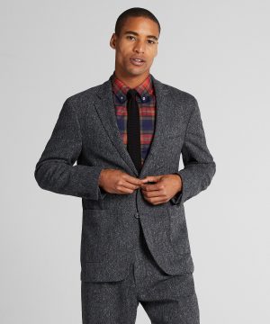 Donegal Wool Madison Suit Jacket in Charcoal Donegal Wool Madison Suit Jacket in Charcoal