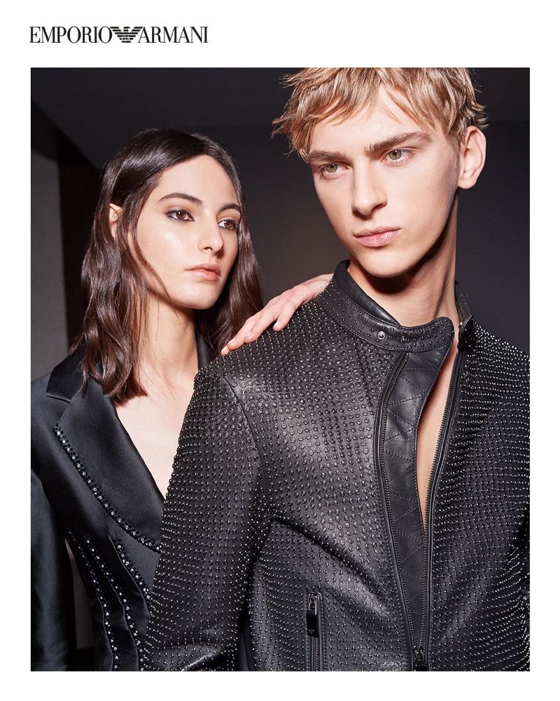 Talia Ferralis and Dominik Sadoch star in Emporio Armani's spring-summer 2021 campaign.