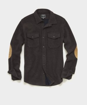 Italian Herringbone CPO Shirt in Dark Brown Italian Herringbone CPO Shirt in Dark Brown
