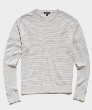 Italian Merino Waffle Crew Sweater in Dove Grey Italian Merino Waffle Crew Sweater in Dove Grey
