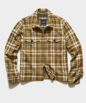 Italian Plaid Boucle Zip Guide Jacket in Green Italian Plaid Boucle Zip Guide Jacket in Green