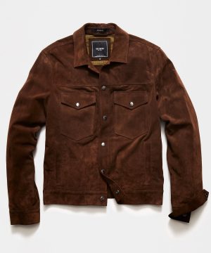 Italian Suede Snap Dylan Jacket in Dark Brown Italian Suede Snap Dylan Jacket in Dark Brown