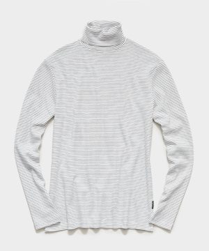 Jersey Stripe Turtleneck in White Jersey Stripe Turtleneck in White