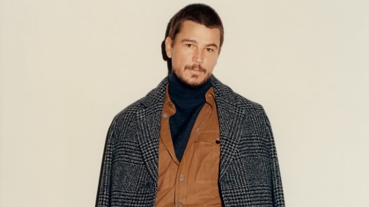 Actor Josh Hartnett wears a Mr P. overcoat and turtleneck sweater with a L.E.J shirt and Auralee trousers for Mr Porter.