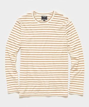 Long Sleeve Japanese Nautical Stripe Tee in Brown Long Sleeve Japanese Nautical Stripe Tee in Brown