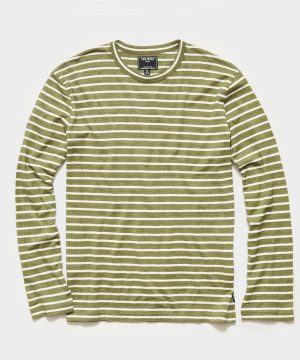 Long Sleeve Japanese Nautical Stripe Tee in Green Long Sleeve Japanese Nautical Stripe Tee in Green