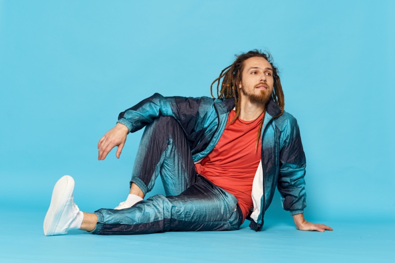 Man Dreadlocks Blue Sweatshirt Print