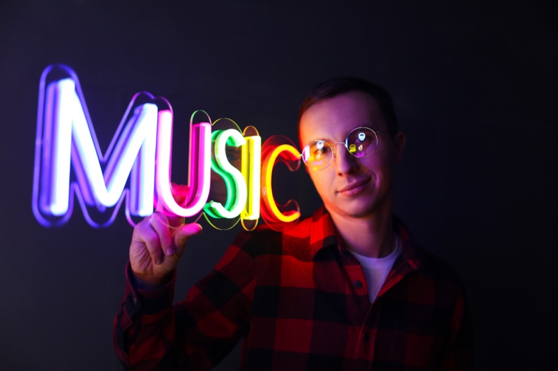 Man Plaid Shirt Music Neon Light Sign