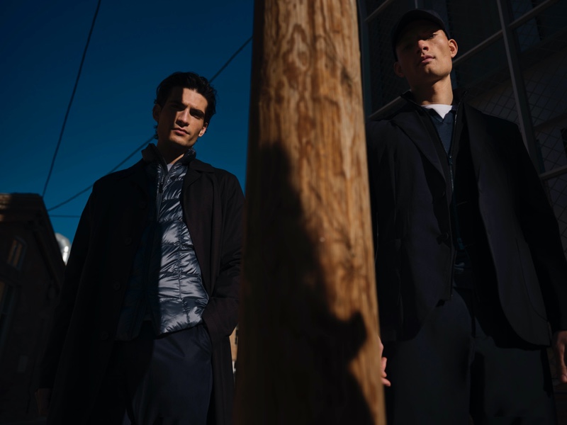 Models Philip Lach De Bere and William Los don new menswear looks from Massimo Dutti.