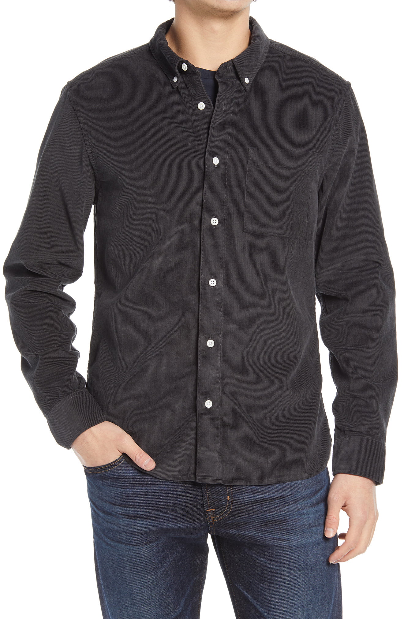 loose corduroy button down