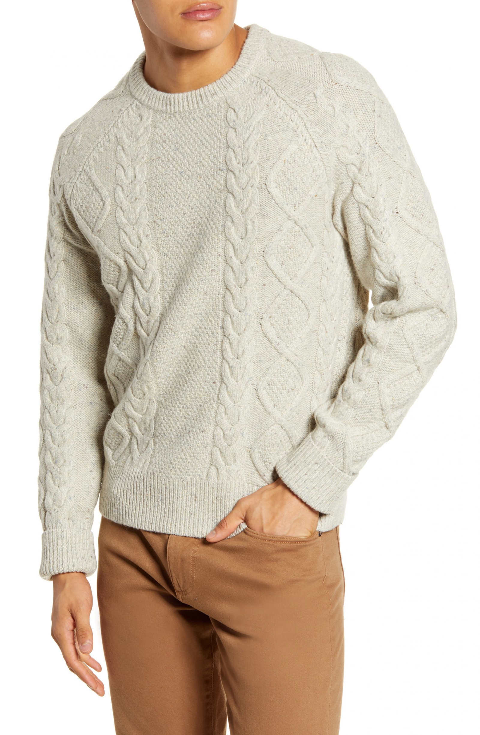 mens white fisherman sweater