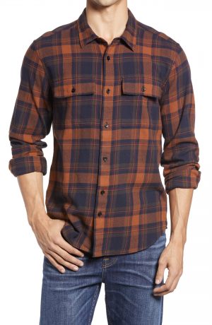 Men's Madewell Tobin Plaid Brushed Twill Perfect Shirt, Size Small - Brown Men's Madewell Tobin Plaid Brushed Twill Perfect Shirt, Size Small - Brown