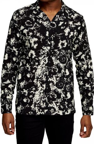 Men's Topman Blur Floral Button-Up Shirt, Size Medium - Yellow Men's Topman Blur Floral Button-Up Shirt, Size Medium - Yellow