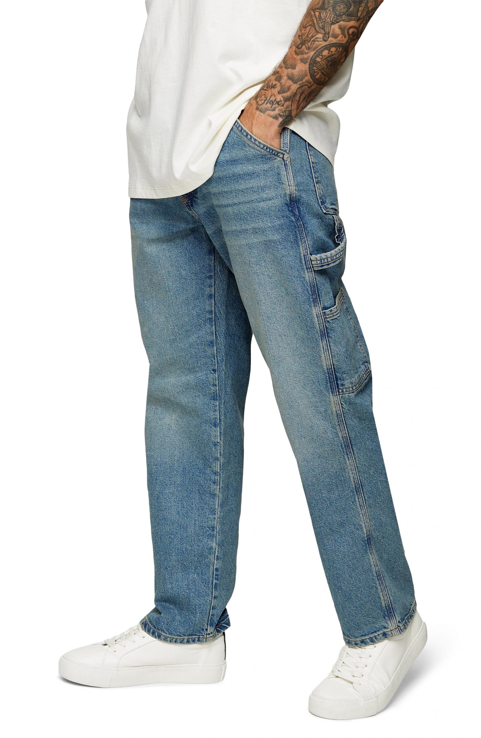 mid blue carpenter straight jeans