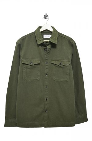 Men's Topman Corduroy Collar Overshirt, Size Small - Green Men's Topman Corduroy Collar Overshirt, Size Small - Green