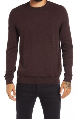 Men's Topman Essential Twist Crewneck Sweater, Size Small - Burgundy Men's Topman Essential Twist Crewneck Sweater, Size Small - Burgundy