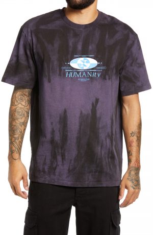 Men's Topman Humanity Tie Dye Graphic Tee, Size Large - Purple Men's Topman Humanity Tie Dye Graphic Tee, Size Large - Purple
