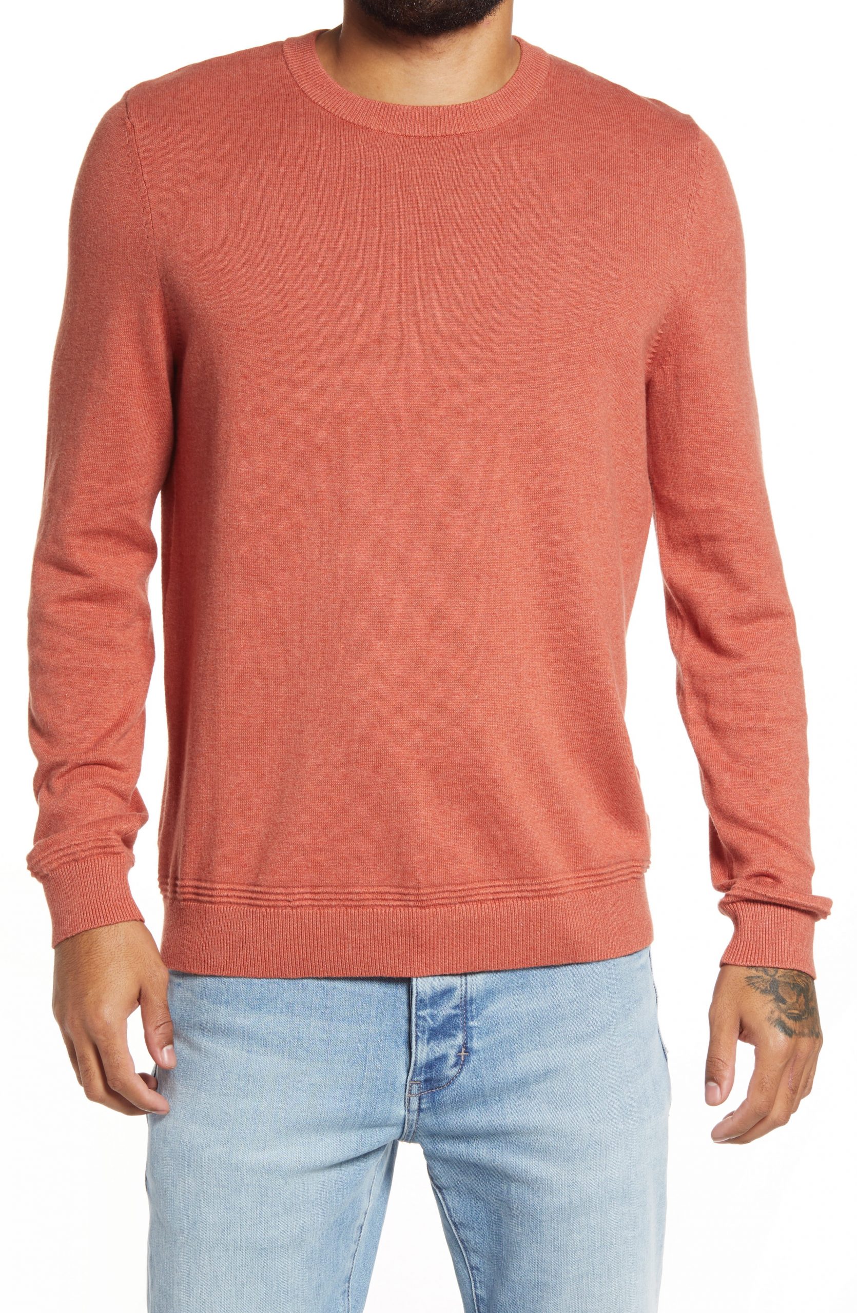 Men’s Topman Marled Cotton Crewneck Sweater, Size Medium - Brown | The ...