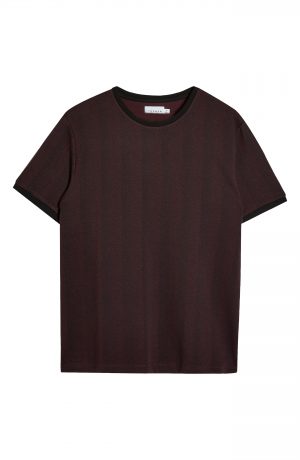 Men's Topman Men's Herringbone Ringer T-Shirt, Size Large - Burgundy Men's Topman Men's Herringbone Ringer T-Shirt, Size Large - Burgundy