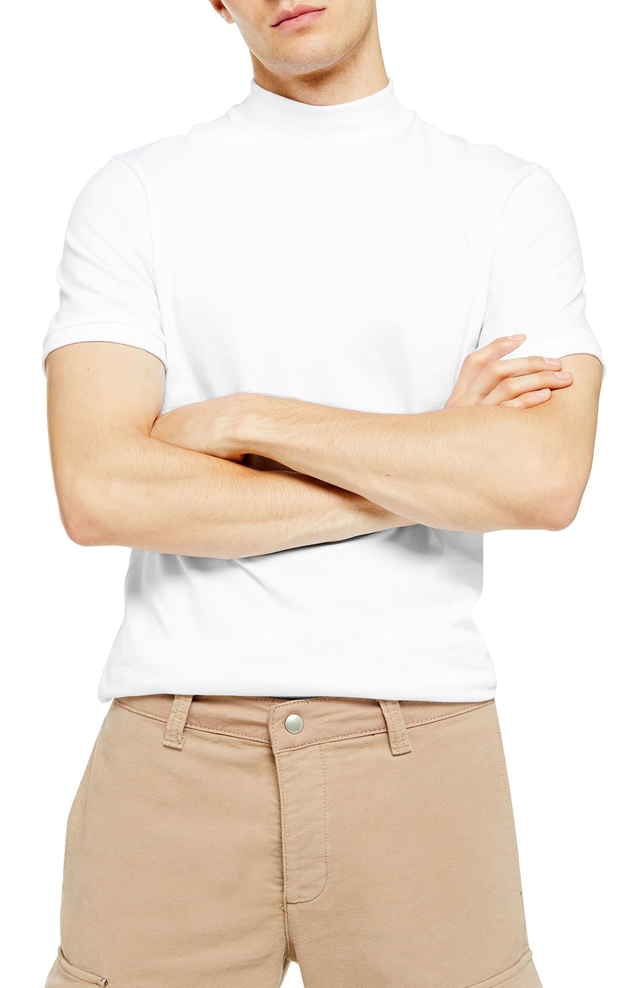 Download Men's Topman Mock Neck T-Shirt, Size Small - White | The ...